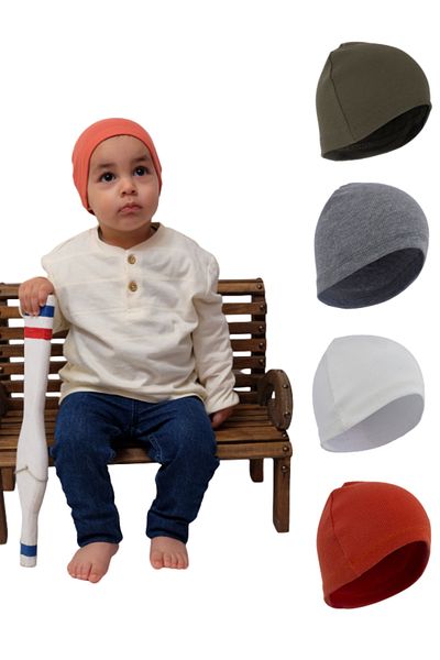 Damla Baby & Kids Cotton Beanie Set of 4 Soft and Delicate