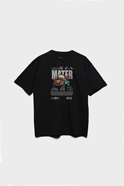 Kids Mater Şimşek McQueen Baskılı Unisex Siyah Çocuk Tişört