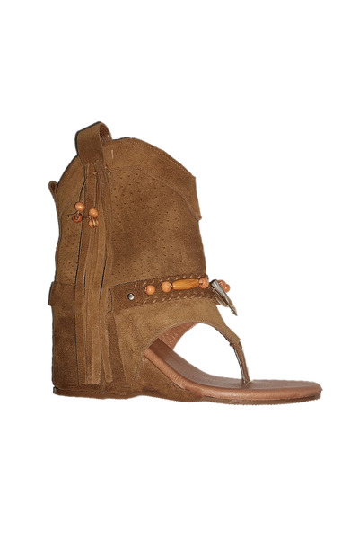 MaisonStanbul Gizli Topuk Kiremit Renk Süet Sandalet