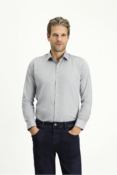 Abdullah Kiğılı Long Sleeve Slim Fit Slim Fit Patterned Cotton Classic Shirt