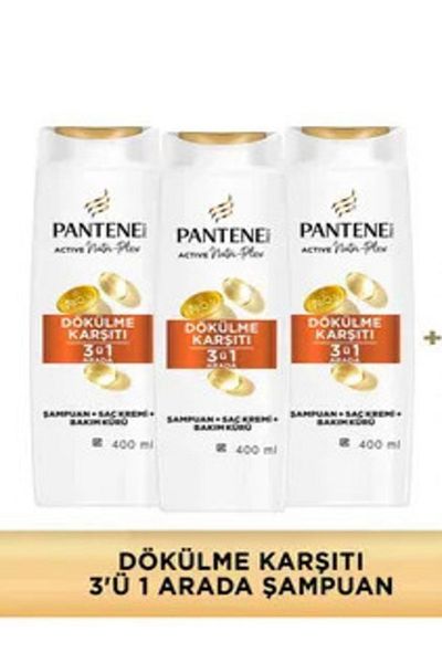 Pantene 400 ml X3 - 3 in 1 Shampoo Cream, Care Cure and Anti Hair Loss