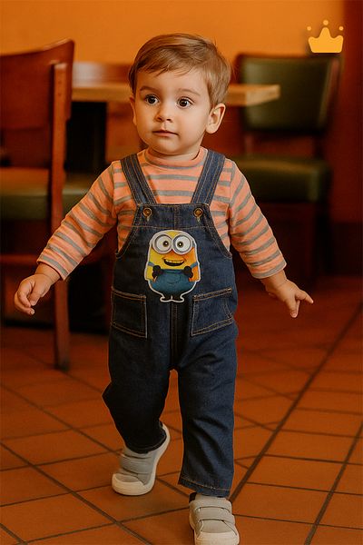 Babyhola Baby Girl Minion Holiday Salopet Badi Set 2284