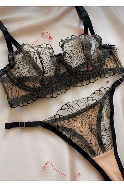 Fleur de Lingerie Σετ Σουτιέν Σουτιέν Άνετο Μαλακό Underwire Bralet