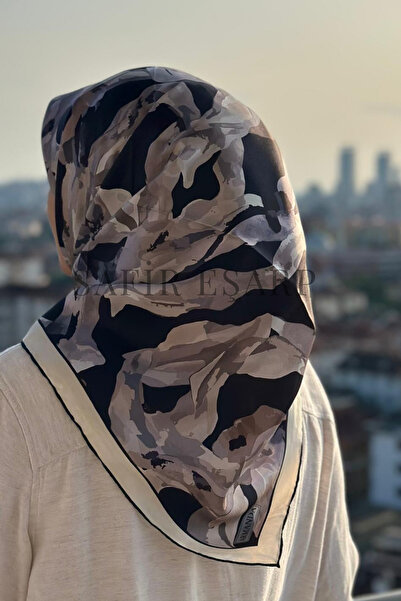 ARMANDA Φουλάρι 100% ΜΕΤΑΞΙ - ΜΑΥΡΟ - ΚΡΕΜ