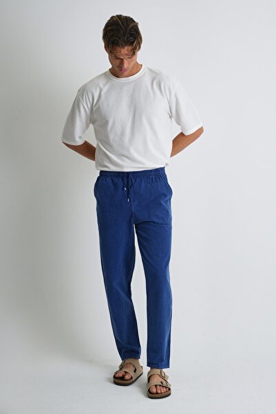 Dechers Чоловічі літні зручні штани з 100% бавовни, що виглядають як лляні E205