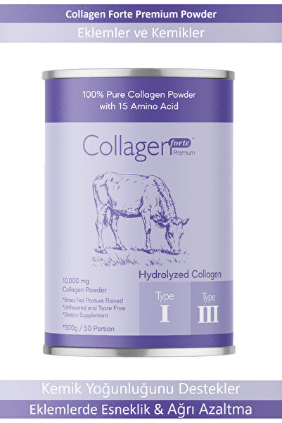Collagen Forte Platinum Collagen Powder 500g, %100 Saf, Doğal Çift Hidrolize Kolajen Peptitler (50 PORSİYON)