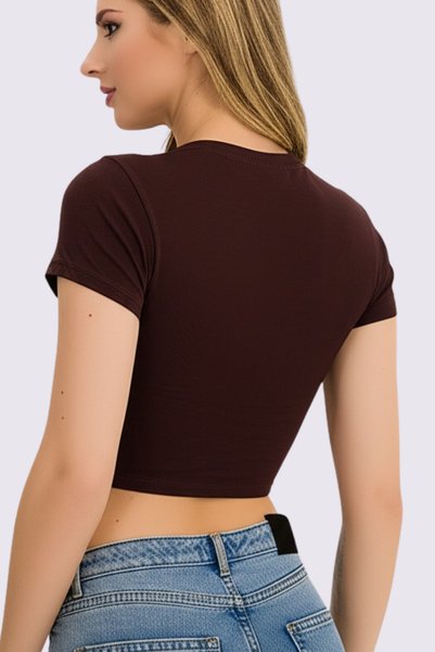 vory Women's Sleeveless Wide Collar Crop Color T-Shirt Vr.L23.18.318.Y01
