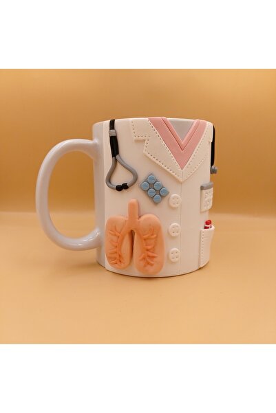 kuphane 3D Embossed Doctor Gift Mug Cup, Handmade Special Design Chest Diseases Doctor Gift