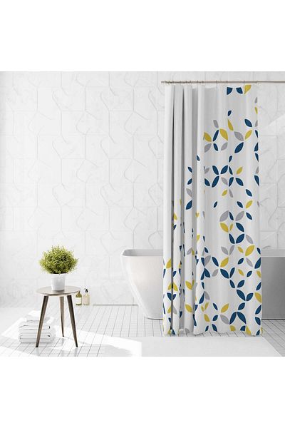 Ella Home Airscrew Shower Curtain With 12 Rings, Polyester, Water Resistant, Multicolor, 180x200 Cm