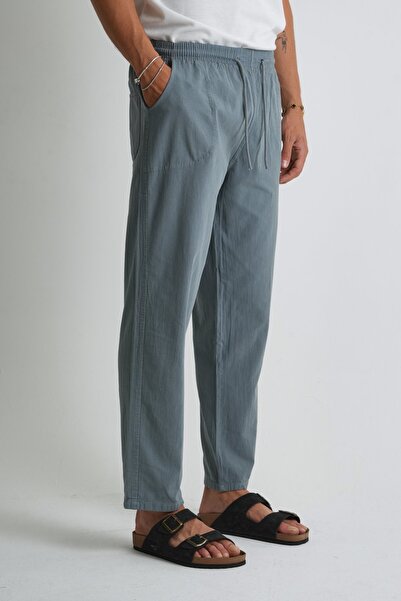 Dechers Men's Large Size 100% Cotton Linen Look Trousers E206