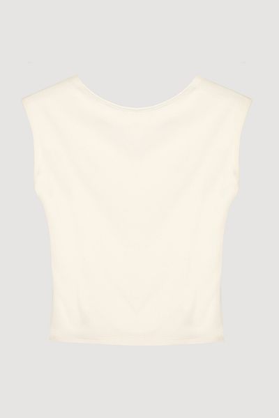Quzu Backless Basic Blouse Ecru
