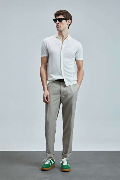 Lufian 111090132 Hector Erkek Modal Karışımlı Kazak Gömlek Erkek Gömlek BEYAZ