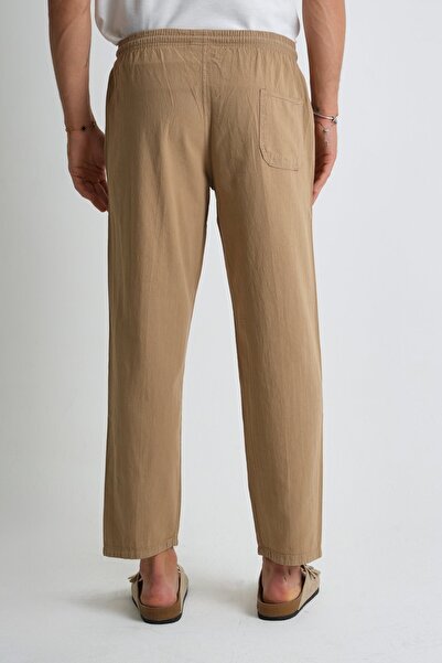 Dechers Erkek Yazlık Rahat Kalıp %100 Pamuk Keten Görünümlü Pantolon E205