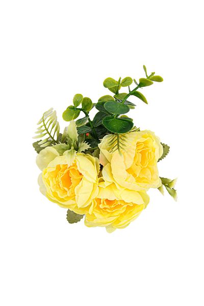 Ella Home Italia Vaza Rotunda Cu Flori, Galben, Plastic, 17cm - Galben, Plastic, 17cm