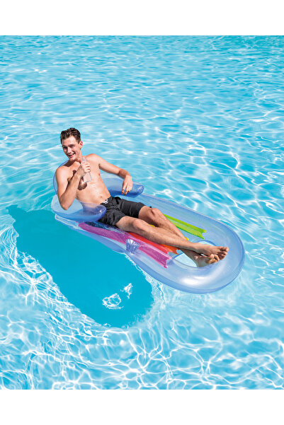 Intex King Kool Sırt Destekli Şişme Deniz Yatağı – Bardak Bölmeli Yetişkin Yüzme Şezlongu (160x85 cm)