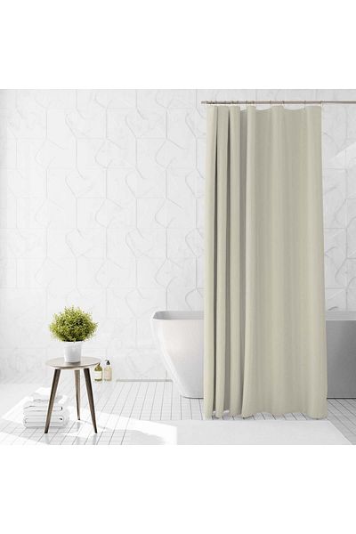 Ella Home Italia Ella Home Shower Curtain With 12 Rings, Polyester, Water Resistant, Ivoire, 180x200 Cm