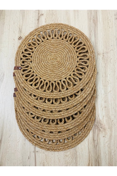 HLM TEKSTİL Beyzam Home Ψάθινο πλέγμα κυματιστό από γιούτα υφαντό σαλιγκάρι Αμερικανικό σερβιρίσματος Πιάτο Σουπλά 2 τεμάχια