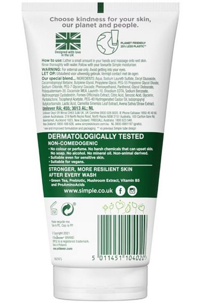 Simple Age Resisting Facial Wash - Anti-Aging Facial Cleanser 150 ml