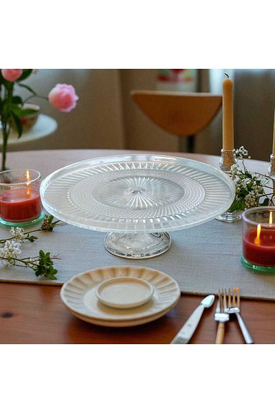 Noah Exclusive Glass Footed Presentation Plates - 28 cm
