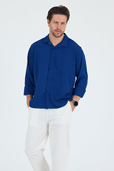 SKYMOOD Оверсайз чоловіча сорочка з льону INDIGO