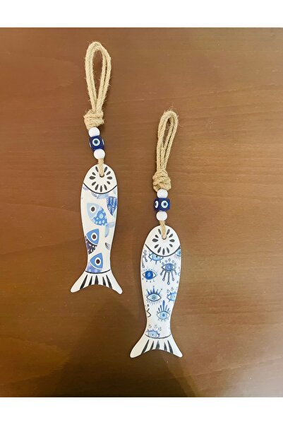 My Easy Shop Balık Şeklinde Nazar Boncuklu Duvar Süsü 2 Adet