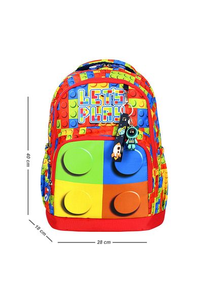 Bodmar Çanta Since 2023 Puzzle Patterned Triple Boy's Primary School School Bag Set (Bag Thermal Lunch Bag Pen Holder)