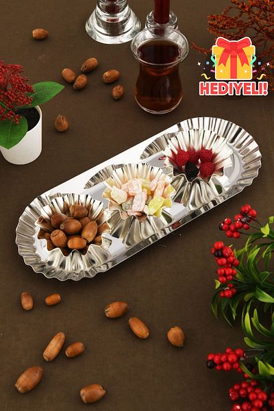 AKSESUAR EVRENİ Carlotta Stainless Kayak Mode Multi-Purpose Presentation Tray Set