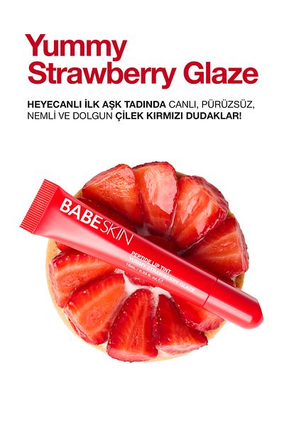 Babeskin 10ml Strawberry Tint Lip Care Brightening Lip Balm - Peptide,Shea,Cupuaçu Nourishing & Moisturizing