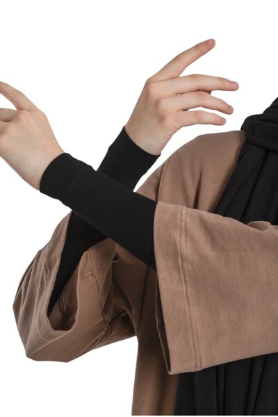 LA SEFA Practical Hijab Sleeve Combed Cotton Prayer Sleeve Plain Black