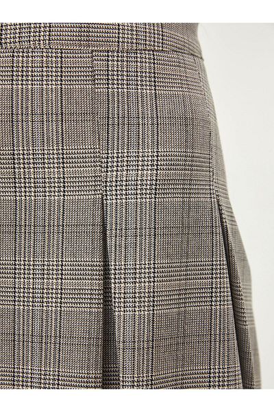 LC Waikiki Plaid Women's Mini Skirt with Zippered Waist