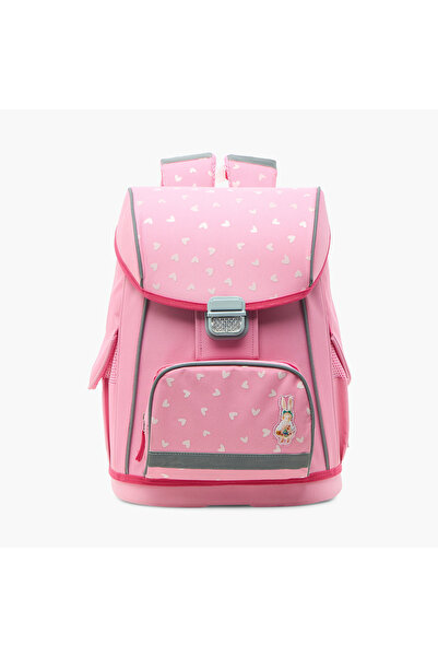 Juniors حقيبة ظهر مطبوعة على شكل قلب مع أحزمة قابلة للتعديل وإبزيم للإغلاق - ...