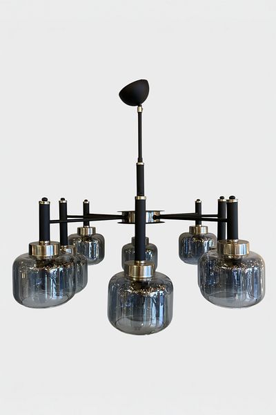 Favori Aydınlatma 9-Piece Modern Chandelier with Smoked Glass and Chrome Detail