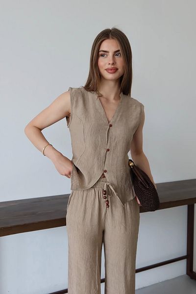 Neşeli Butik Women's Seersucker Fabric Vest Suit Nbnp013