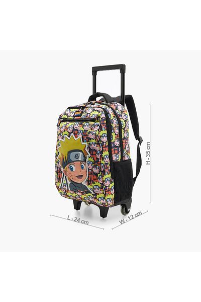TV TOKYO TV Tokyo Naruto Print Trolley Backpack with Retractable Handle and Wheels - 14 inches