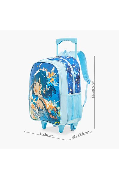 Juniors 4-Piece Anime Print Trolley Backpack Set