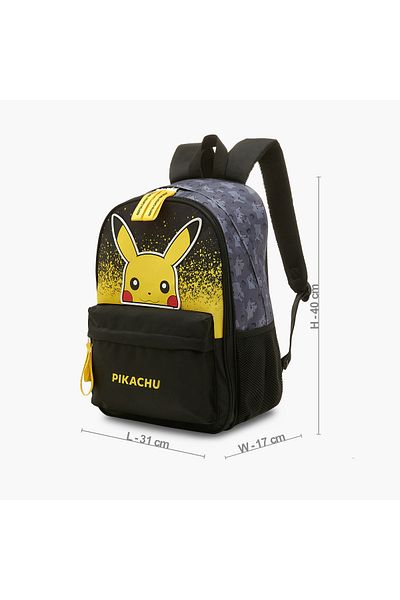 Pokemon Pikachu Print Backpack with Adjustable Straps and Zip Closure - 16 inches