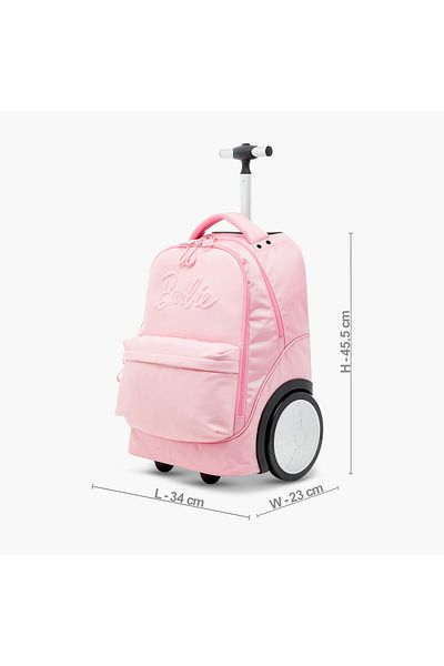mattel Barbie Print Trolley Backpack with Retractable Handle - 18 inches