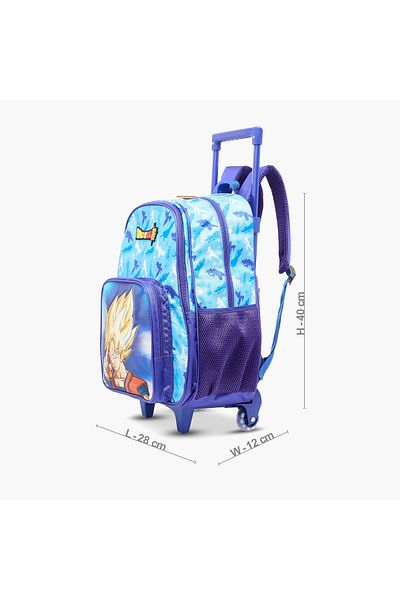 SPACETOON DragonBall Z Print Trolley Backpack with Retractable Handle and Zip Closure - 16 inches