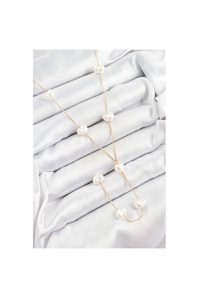 Skygo 316L Steel Pearl Heart Figured Y Model Gold Color Women's Necklace - Tj-Bko10335
