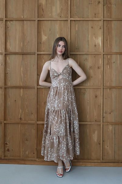 Neşeli Butik Women's Floral Dress with Chest Detail Nbnp003