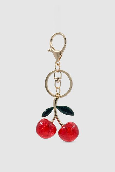 Wuclo Lobster Clip Green Leaf Glitter Cherry Bag Charm Red