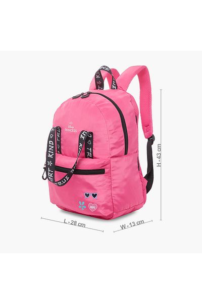 Disney Printed Backpack with Adjustable Shoulder Straps and Zip Closure - 16 inches
