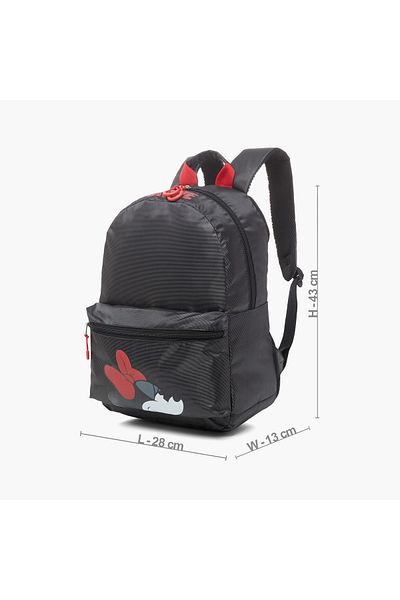 Disney Minnie Mouse Print Backpack with Adjustable Straps and Zip Closure - 16 inches
