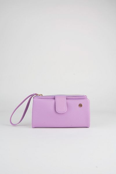 Vivaq Women's Lilac Large Size 19 Card Holder 4 Compartment Zippered Snap Strap Faux Leather Wallet