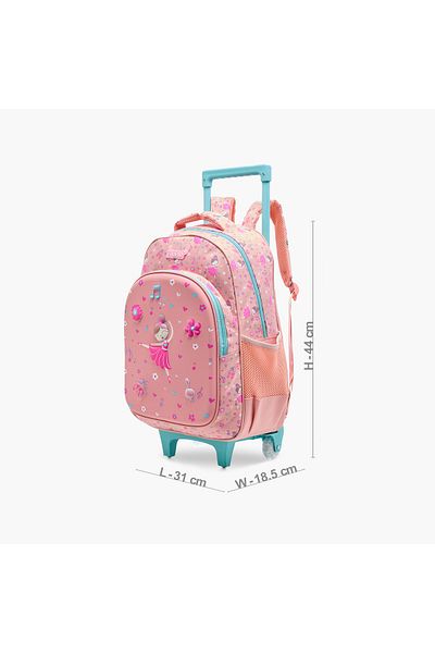 Juniors Princess Print Trolley Backpack with Retractable Handle - 16 inches