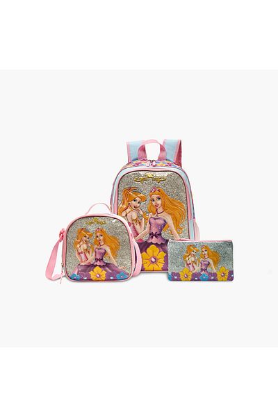 Juniors Princess Print Backpack with Lunch Bag and Pencil Pouch