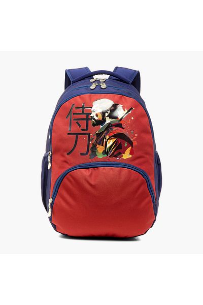 Juniors Graphic Print Backpack with Adjustable Straps and Zip Closure - 18 inches