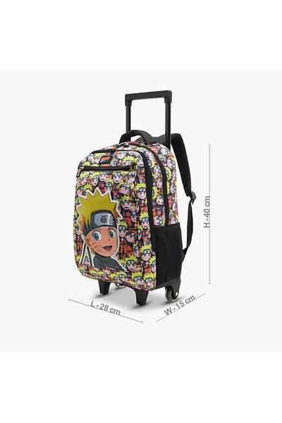 TV TOKYO Naruto Print Trolley Backpack with Retractable Handle and Wheels - 16 inches