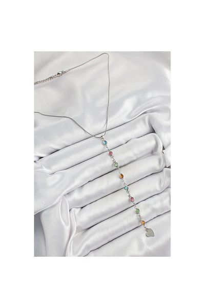 Skygo Brass Silver Color Mixed Color Zircon Stone Y Women Necklace - Tj-Bko10339