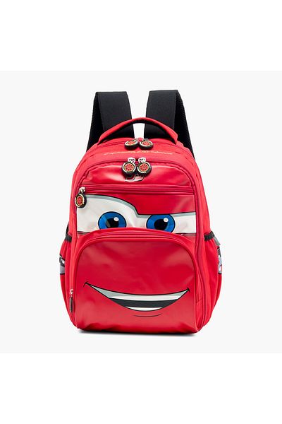 Disney Lightning McQueen Print Backpack with Adjustable Straps and Zip Closure - 14 inches